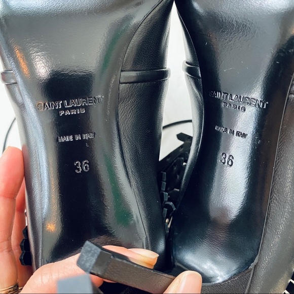 Saint Laurent Paris open toe fringe booties NEW - Picture 8 of 9